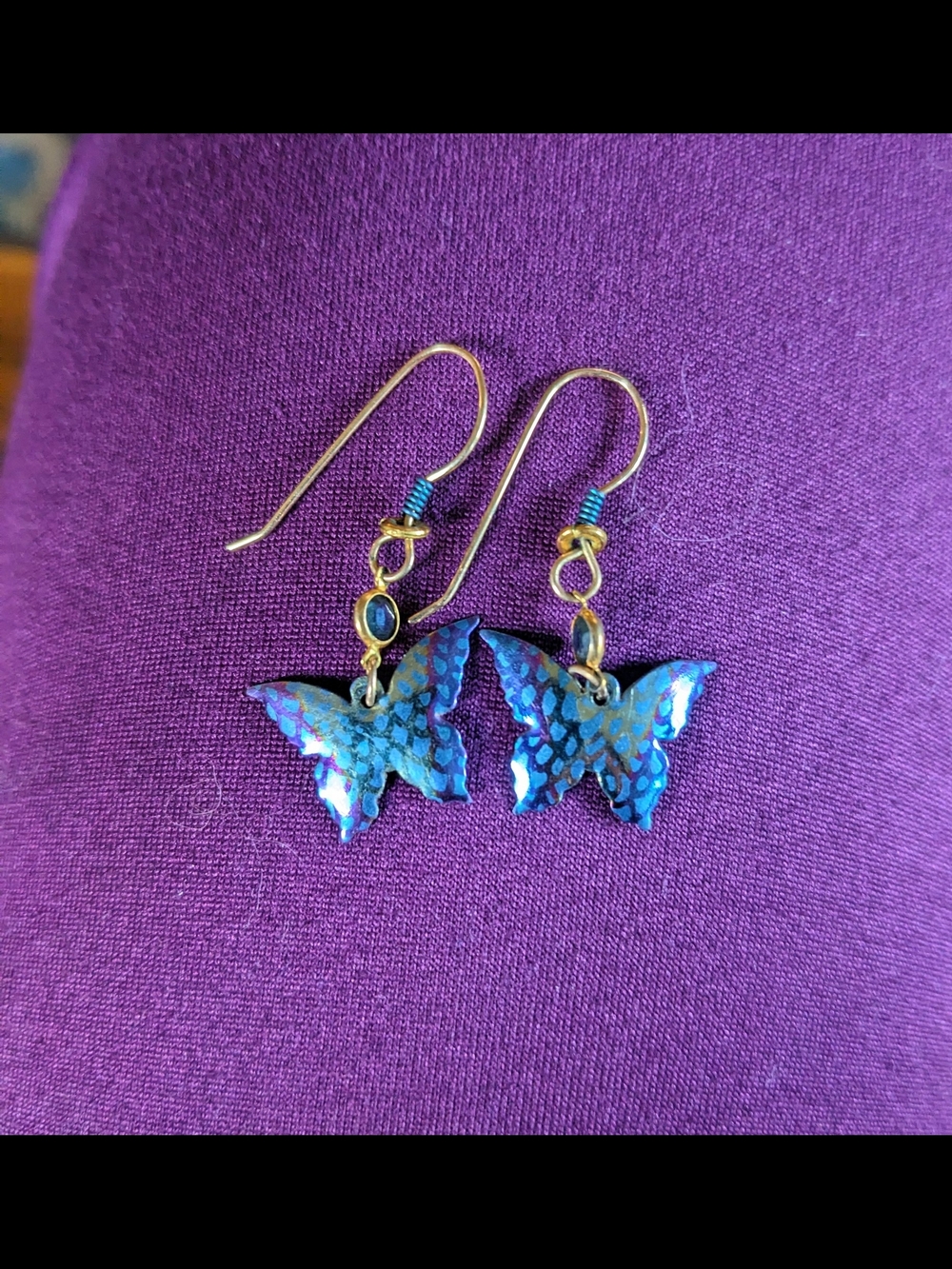 Iridescent Blue Butterfly Dangle Earrings - Women Jewelry